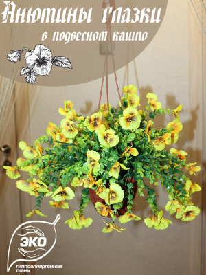 анютины глазки в подвесном кашпо