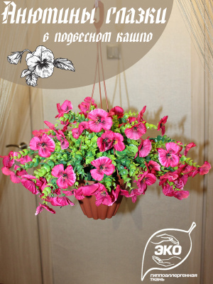 анютины глазки в подвесном кашпо
