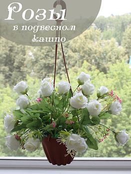Розы в подвесном кашпо